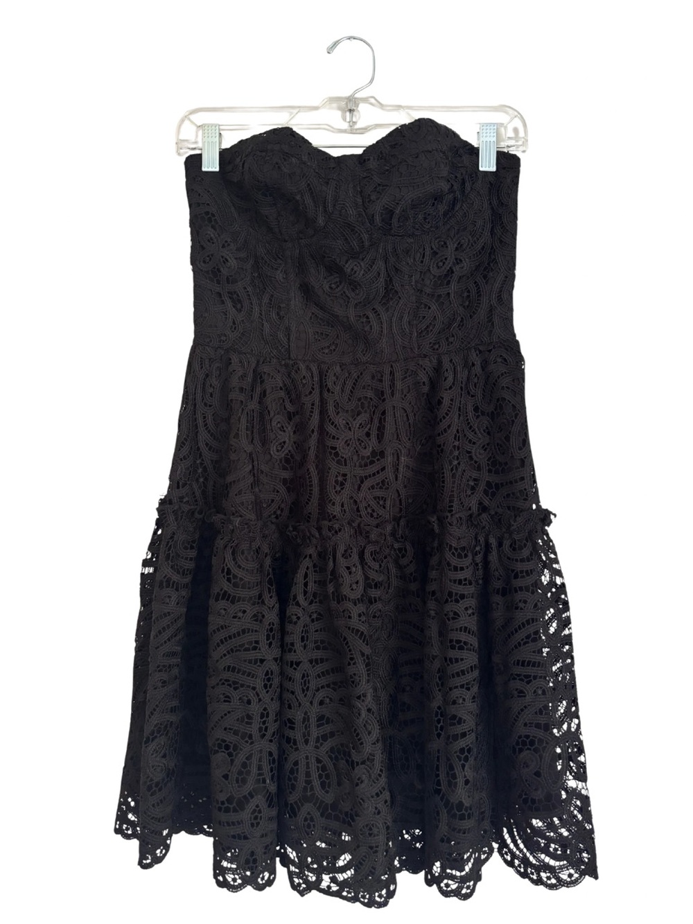 NWT Eva Franco Black Strapless Lace Fit & Flare Dress Size 4